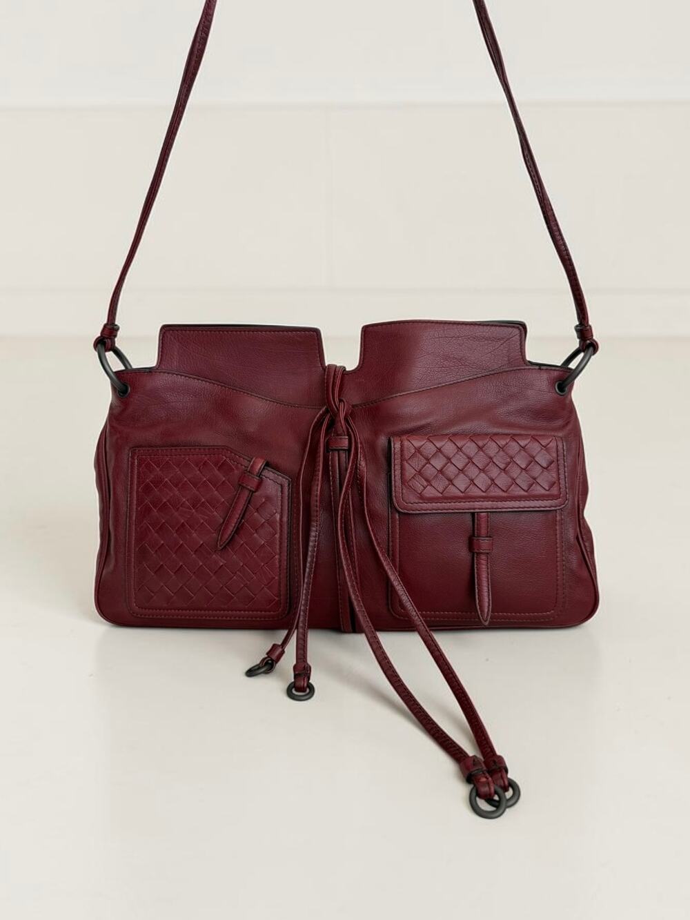 Bottega Veneta Runway Oxblood Burgundy Convertible Crossbody Clutch Bag